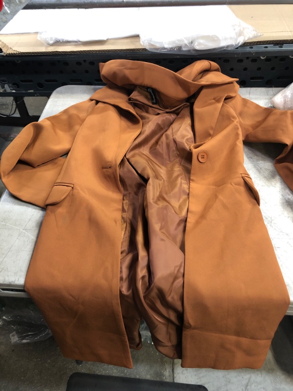 Photo 1 of LIGHT BROWN COAT BUTTON UP 
SIZE-MEDIUM 