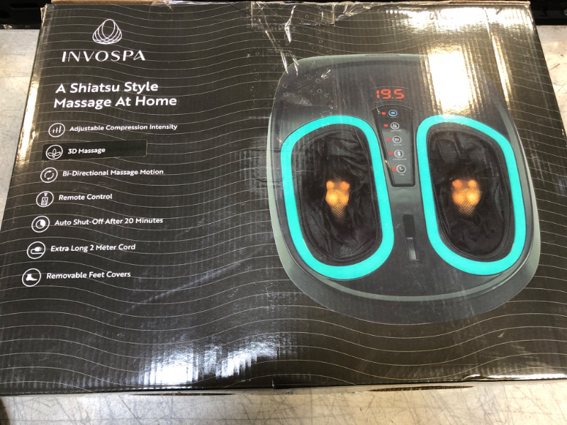 Photo 3 of InvoSpa Shiatsu Foot Massager Machine with Heat - Electric Deep Kneading Heated Foot Massage - Spa Feet Massager for Neuropathy and Plantar Fasciitis Gray