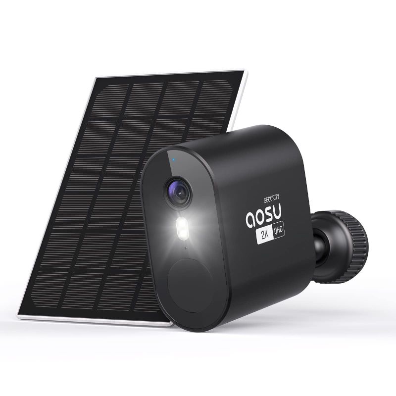 Photo 1 of AOSU 2K Security Cameras Wireless Outdoor, Solar Powered Camera, Battery Camera with Spotlight & Siren, 166° Ultra Wide Angle, No Monthly Fee, AI Detection, Work with Alexa & Google Assistant 23.8*15.2*8.4cm