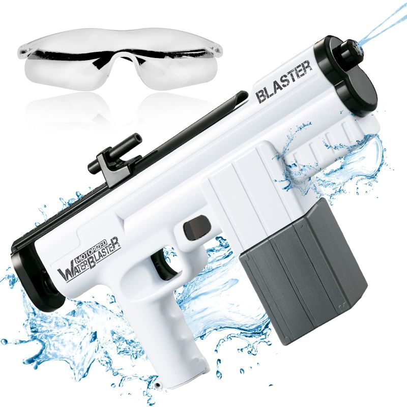 Photo 1 of Electric Water Gun, Automatic Water Squirt Guns with 375CC High Capacity for Kid & Adult, Squirt Gun Toys up to 22 FT Range, Water Soaker Gun Toy for Summer Swimming Pool Party Beach Outdoor Activity White