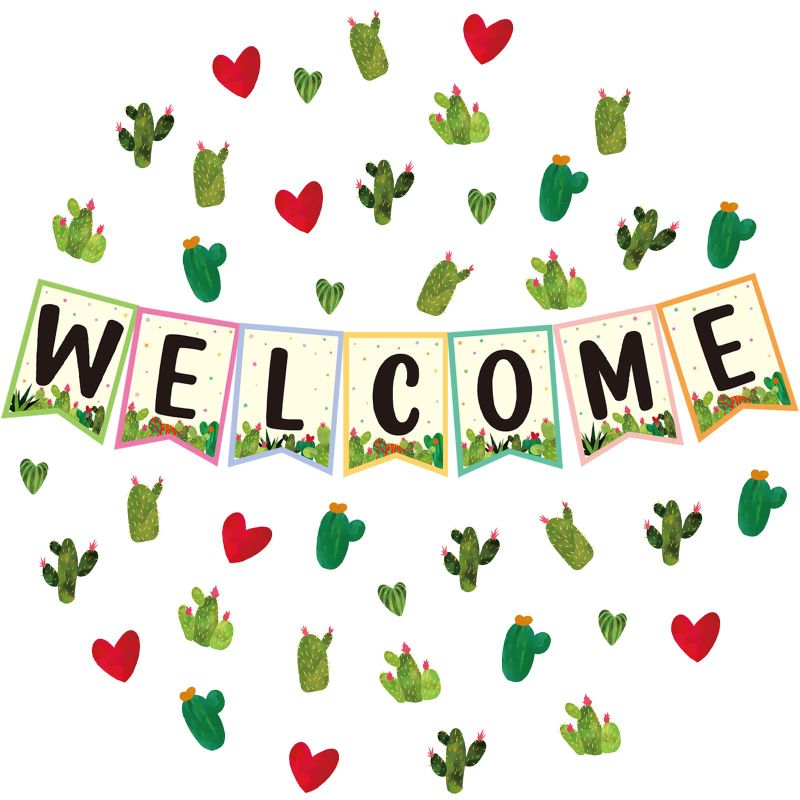 Photo 1 of 56pcs Cactus Welcome Bulletin Board Set for Classroom Decorations Welcome Banner for Fist Day Back to School Decor