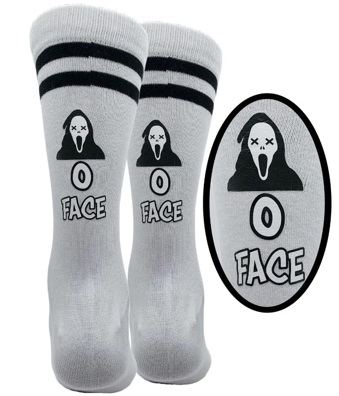 Photo 1 of  Halloween Socks, Calf-high Crew, Multiple Varieties, Hilarious and Fun Large O Face