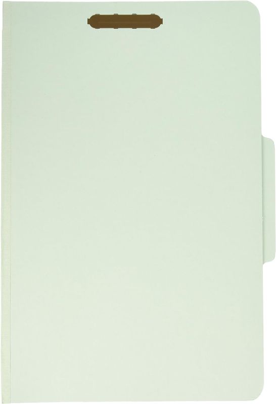 Photo 1 of Pendaflex Classification Folders - Standard, 1 Divider, 2" Embedded Fasteners, Legal Size, Light Green, 10 per Box (17175EE)