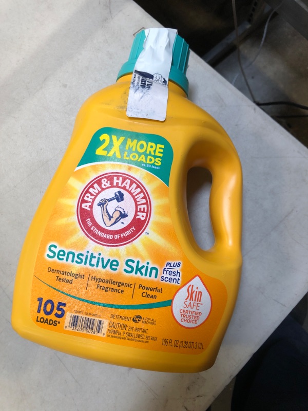 Photo 2 of Arm & Hammer Sensitive Skin Plus Fresh Scent, 105 Loads Liquid Laundry Detergent, 105 Fl oz
