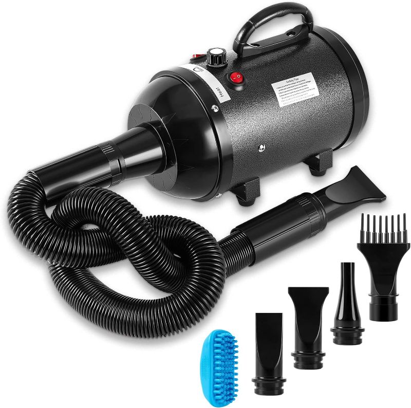 Photo 1 of NESTROAD Dog Dryer High Velocity Dog Hair Dryer,4.3HP/3200W Dog Blower Grooming Force Dryer,Stepless Adjustable Speed,Professional Pet Dryer with 4 Different Nozzles and a Brush,Black
