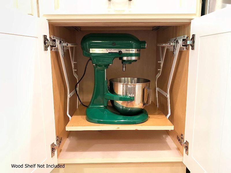 Photo 1 of  Wood Technology Kitchen Appliance Lift, White, with Self-Locking Spring Mechanism for Heavy Appliance Storage and Space Savings
no returns or exchange 