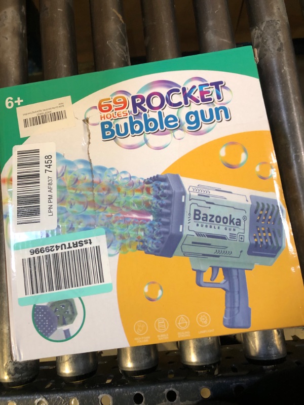 Photo 2 of Bubble Gun Bazooka Bubble Machine Gun Bubbles for Kids TIK Tok Gifts 3 4 5 6 7 8 9 10 11 12 Years Old Bubble Blaster Blower
