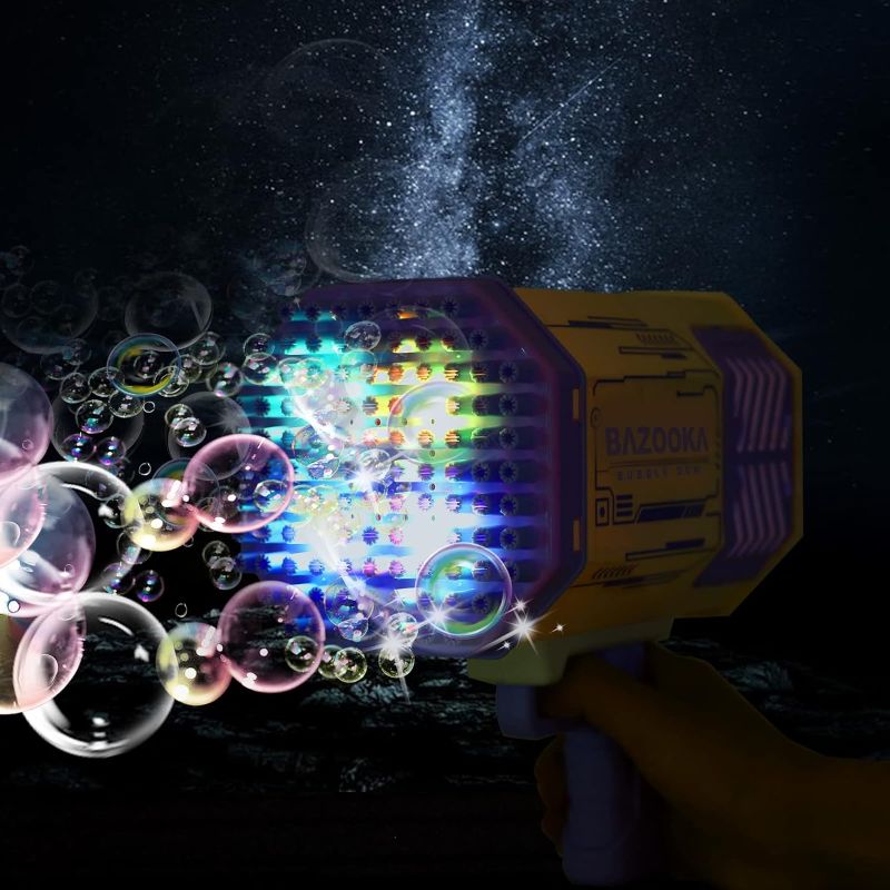 Photo 1 of Bubble Gun Bazooka Bubble Machine Gun Bubbles for Kids TIK Tok Gifts 3 4 5 6 7 8 9 10 11 12 Years Old Bubble Blaster Blower
