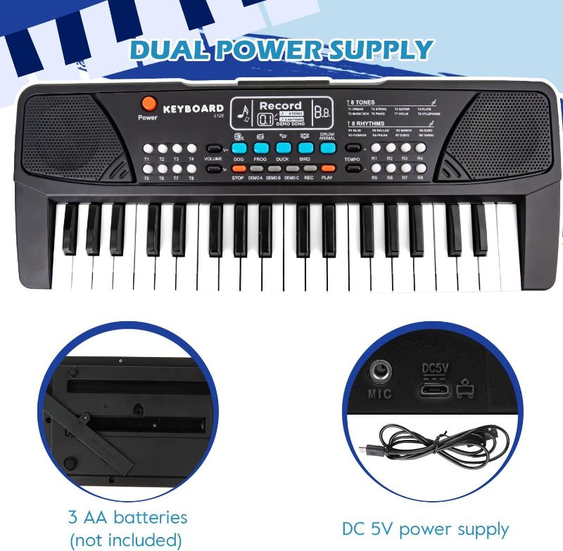 Photo 1 of  Kids Piano Keyboard, Piano for Kids with Microphone Portable Electronic Keyboards for Beginners 37 Keys Musical Toy for 3/4/5/6