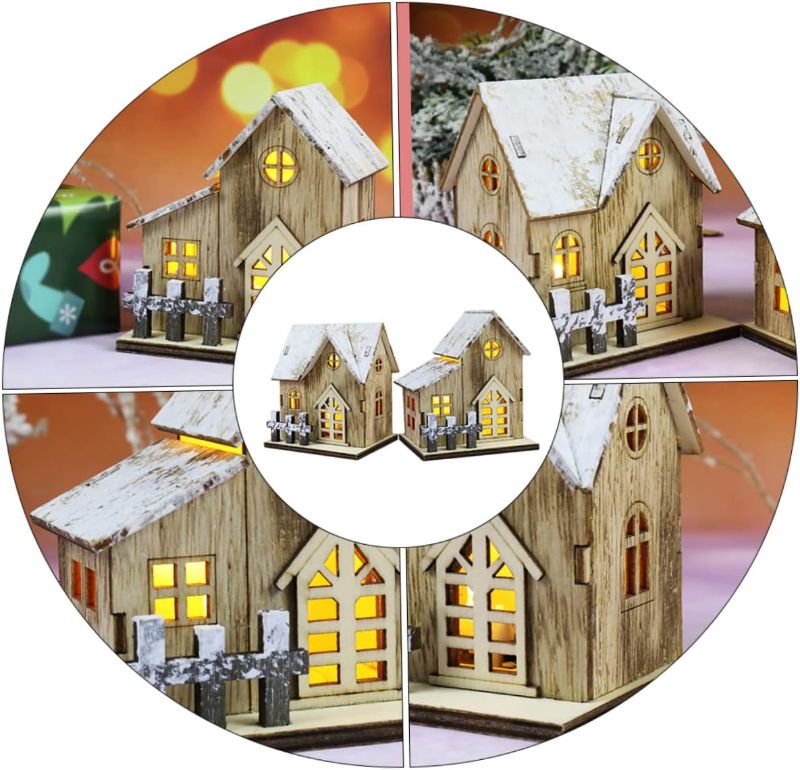 Photo 1 of advent  Christmas Wood Lights Light up Village House Christmas Led Wooden House Light House Decorations for Home Luminous Wood House Decor Electronic Component Small House calender