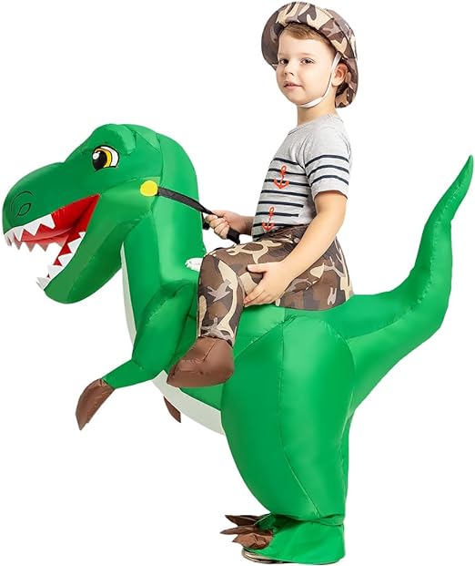 Photo 1 of Inflatable Dinosaur Costume for Kids Halloween Costumes Boys Girls Funny Blow up Costume for Halloween Party Cosplay