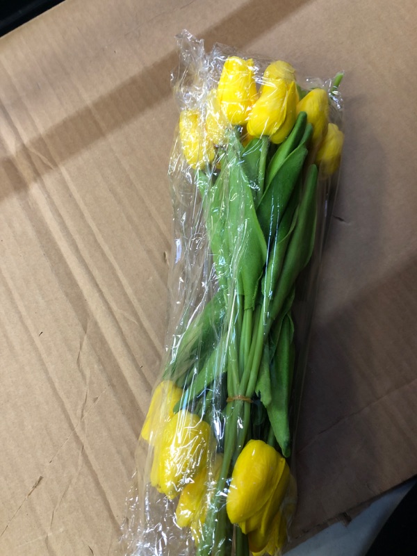 Photo 2 of  Yellow Artificial Tulip Silk Flowers 13.5" in Bulk Home Kitchen Wedding Decorations