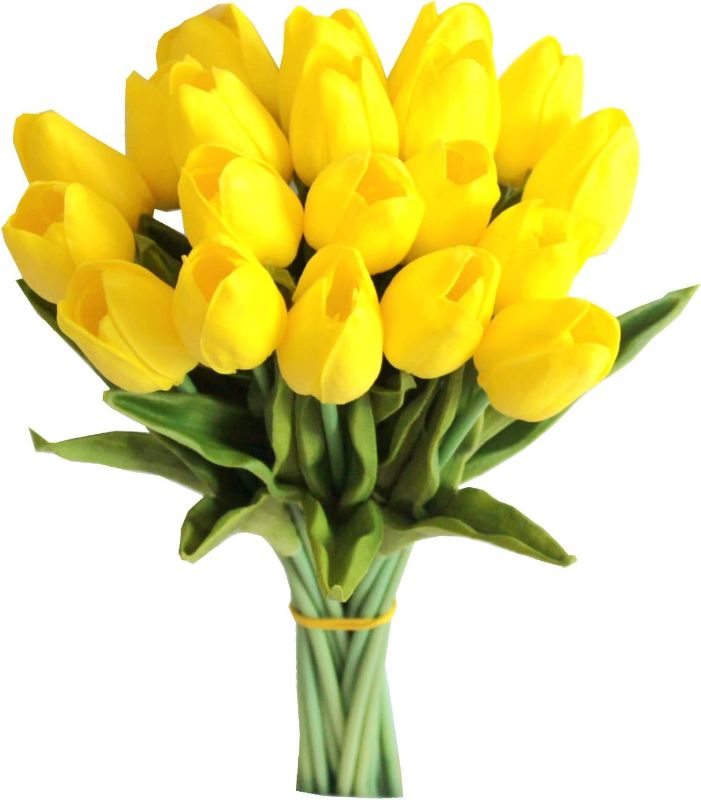 Photo 1 of  Yellow Artificial Tulip Silk Flowers 13.5" in Bulk Home Kitchen Wedding Decorations