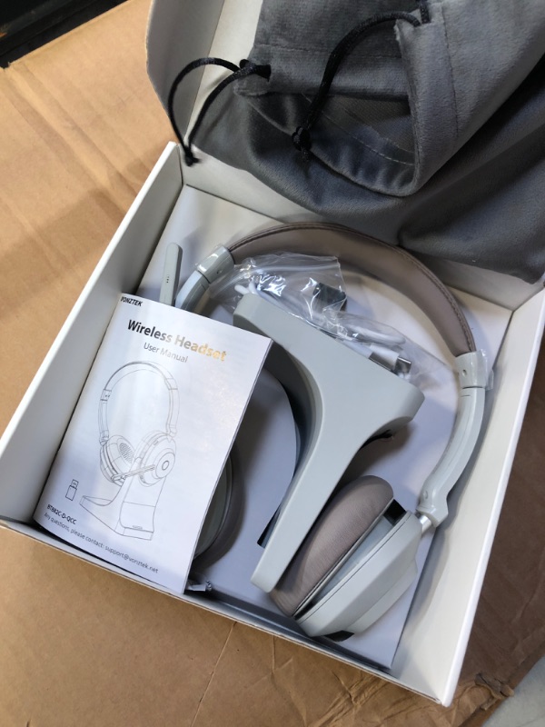 Photo 1 of Bluetooth Headset, Wireless Headphones with Microphone Noise Canceling & USB Dongle, Wireless Headset with Mic Mute & Charging Base for PC/Phones/Zoom/Skype/MS Teams/Google Meet Work Headset
