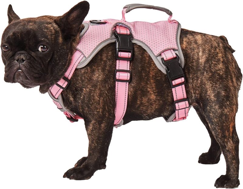 Photo 1 of  Dog Harness, Escape Proof Harness, Fully Reflective Harness with Padded Handle, Breathable,Durable, Adjustable Vest for Medium Dogs Walking, Training, and Running Gear Pink