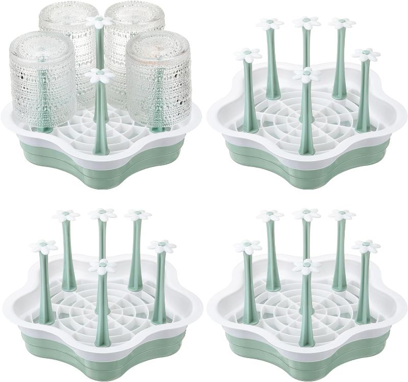 Photo 1 of Ziliny 4 Pcs Cup Drying Rack Multifunctional Countertop Drying Rack Detachable Bottle Drying Rack with Drain Tray Kitchen Table Organizer Rack for Water Bottles, Drinking Glasses, Mugs, Sports Bottles
