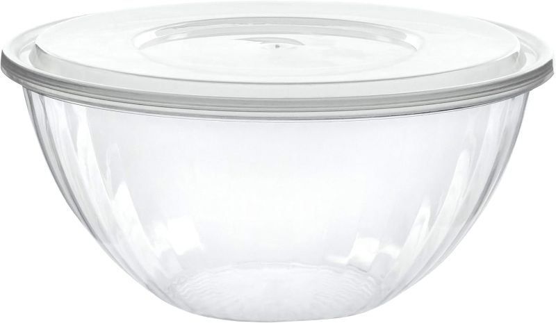 Photo 1 of  Round Crystal Clear Plastic Serving Bowls With Lids Party Snack or Salad Bowl, Chip Bowls, Snack Bowls, Candy Dish, Salad Container Pack