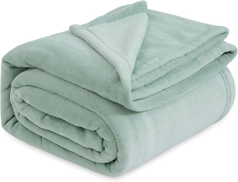 Photo 1 of Bedsure Sage Green Fleece Blanket Queen Blanket Jadeite - 280GSM Soft Lightweight Plush Cozy Blankets for Bed, Sofa, Couch, Travel, Camping
