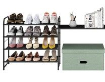Photo 1 of  Stackable Shoe Rack, Expandable & Adjustable Fabric Shoe Shelf Storage Organizer brown 
