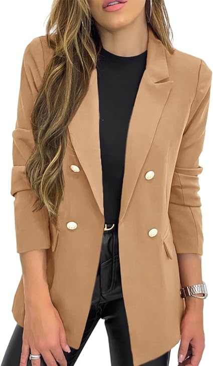 Photo 1 of 6Y Womens Solid Color Casual Long Sleeve Lapel Button Blazer Jacket