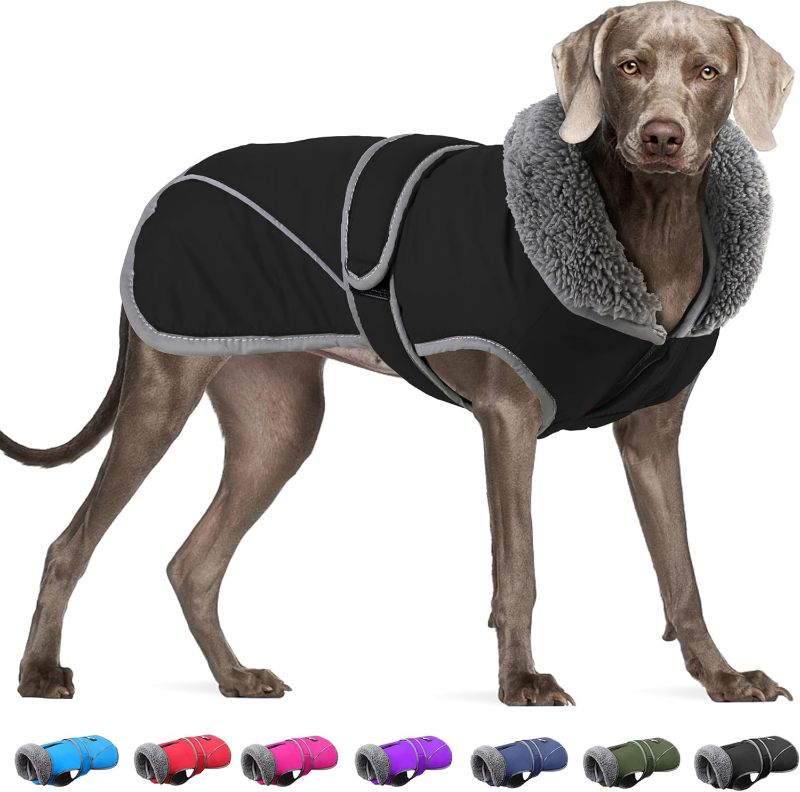 Photo 1 of Dogcheer Dog Winter Jacket,Fleece Collar Cold Weather Clothes with Thick Padded, Reflective Sweater Waterproof Windproof Pet Warm Vest for Small Medium Large Dogs, XL(