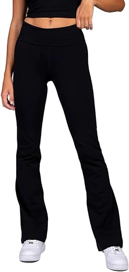 Photo 1 of size LARGE Women 's Flare Skinny Pants Fold Over Leggings Stretch Bootcut Bell Bottom