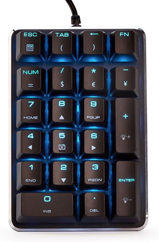 Photo 1 of Numeric Keypad GATERON Brown Switch Wired Ice Blue Backlight Gaming Keypad 21 Keys Mini Numpad Portable Keypad Extended Layout Black
