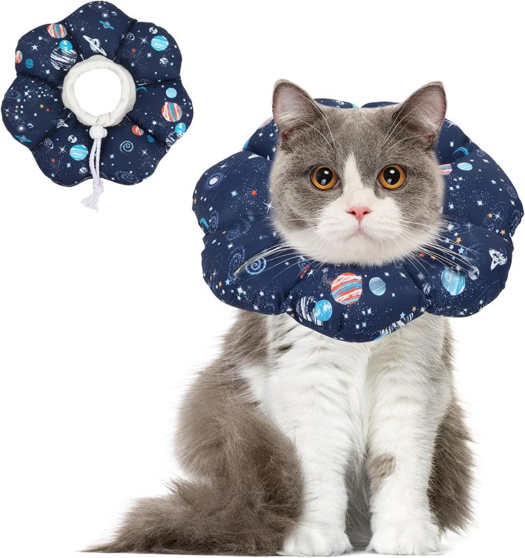 Photo 1 of ComSaf Cat Cone Collar Soft, Protective Adjustable Cat Cones to Stop Licking After Surgery, Comfortable Lightweight Elizabethan Collar for Cat Kitten Prevent from Licking Wounds, Not Block Vision
