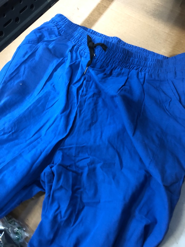 Photo 2 of AITFINEISM Mens Cotton Linen Pants Elastic Drawstring Waist Lightweight Summer Beach Pants
