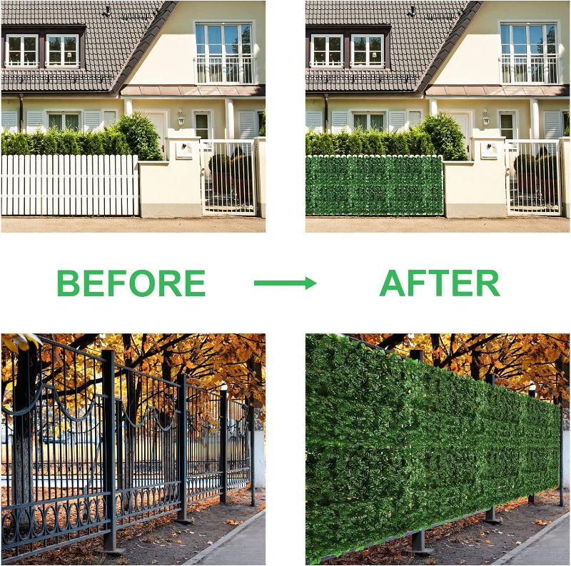 Photo 1 of  Leaf Grass Wall, Artificial Hedges Greenery Backdrop Wall for Balcony Indoor Outdoor Garden Fence Decor