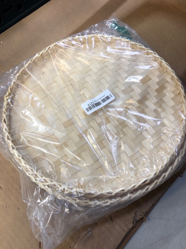 Photo 2 of 3 Pieces Handmade Bamboo Woven Basket Tray