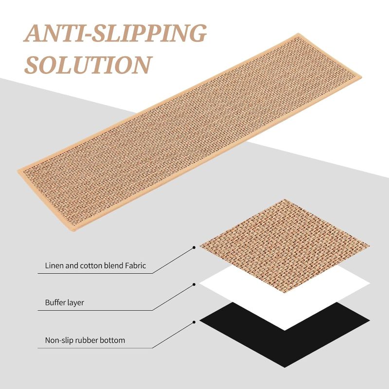 Photo 1 of  Non Slip Stairs Carpet Reusable Anti Slip Stair Runners Machine Washable Indoor Stair Rugs for Pets,Elders (Beige)