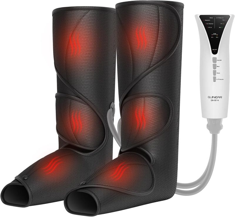 Photo 1 of QUINEAR Leg Massager with Heat Air Compression Massage for Foot & Calf Helpful for Circulation and Muscles Relaxation(FSA or HSA Approved)
