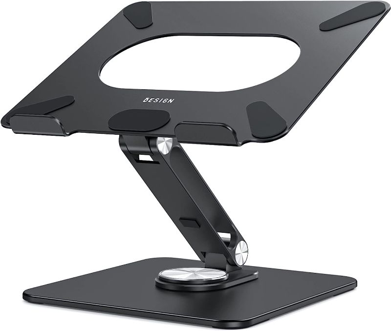 Photo 1 of Laptop Stand with 360° Rotating Base, Ergonomic Adjustable Notebook Stand, Riser Holder Computer Stand Compatible with Air, Pro, Dell, HP, Lenovo More 10-15.6" Laptops (Black)