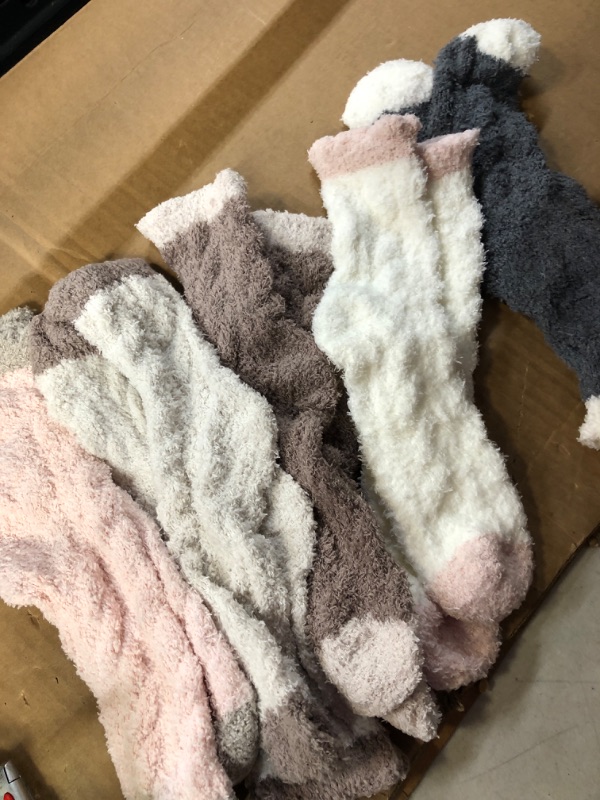 Photo 2 of 5 Pair Super Soft and Cozy Fuzzy Winter Socks for Women - Fluffy Slipper Socks in Morandi Colors
