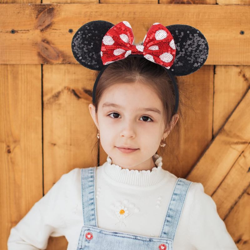 Photo 1 of  Mini Mouse Ears Headband Classic Polka Dot Pose Red Mouse Ears Clips & Mouse Ears Scrunchies for Women, Girls, Princess Dress Accessories, Decorations, Party, Cosplay for Adults