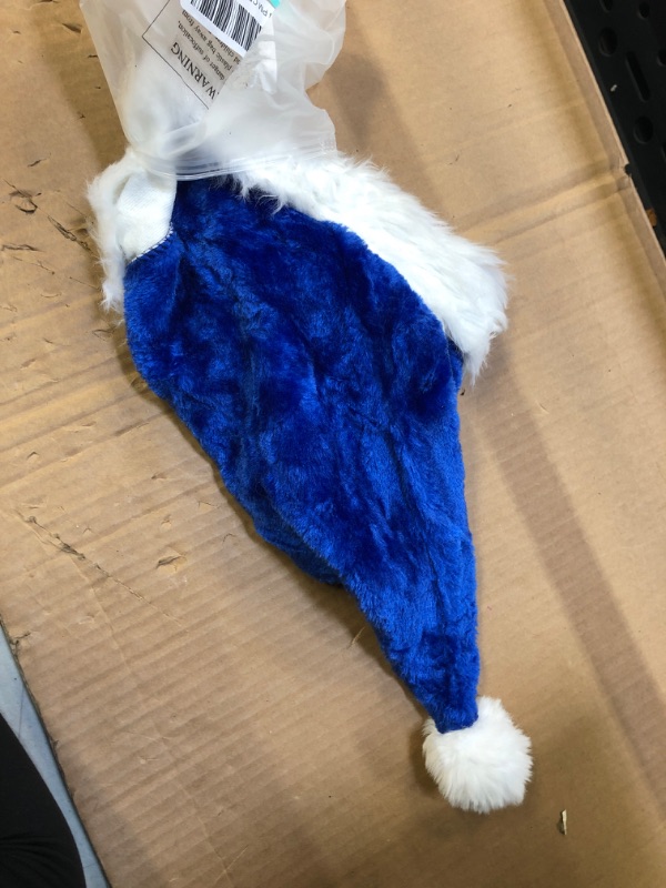 Photo 2 of  Santa Hat, Santa Hat for Adults, Unisex Velvet Comfort Blue Christmas Hat Hats Extra Thicken Classic Plush for Christmas New Year Festive Holiday Party Supplies