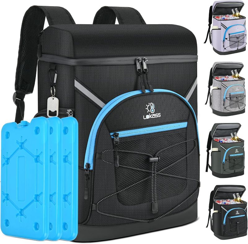 Photo 1 of Backpack Cooler for 40 Cans, Leakproof Cooler Backpack Insulated Waterproof with 3 Ice Packs Insulated Soft Coolers for Beach Hiking Camping Fishing Picnic
