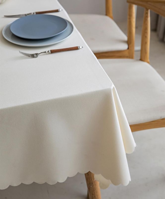 Photo 1 of Wrinkle Resistant Table Cloth for Indoor,Outdoor, Dining, Kitchen,  inch Ivory