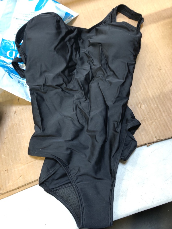 Photo 2 of feitycom Period Swimwear - Menstrual Swimwear Black One Piece Leakproof Swimsuit for Teens Girls and Women
