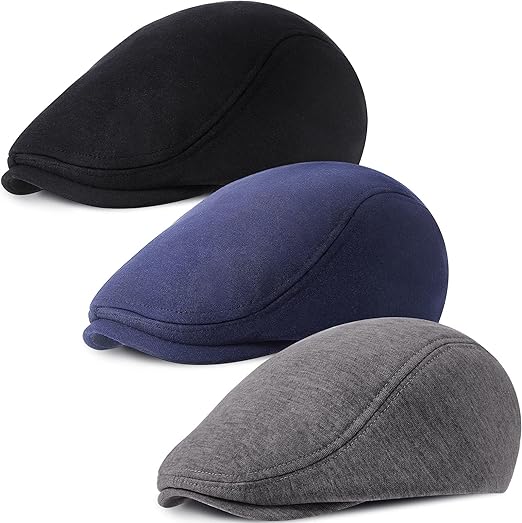 Photo 1 of 3 Pieces Newsboy Men's Hat Soft Stretch Fit Men Cap Cabbie Driving Cap for Men
