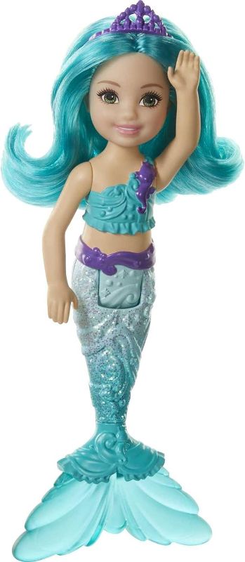 Photo 1 of Barbie Dreamtopia Chelsea Mermaid Doll, 6.5-inch with Teal Hair and Tail
