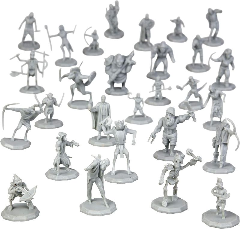 Photo 1 of  Paintable Fantasy Mini Figures- All Unique Designs- 1" Hex-Sized Compatible with DND Dungeons and Dragons & Pathfinder and RPG Tabletop Games- Features Goblins, Orcs, Gnolls, Skeletons & More…