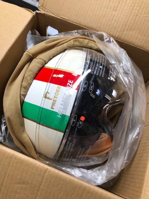 Photo 1 of Open Face Motorcycle Helmet 3/4 Retro Classic Moped Helmet for Adult Women Men Half Face Vintage Motorcycle Helmets with Visor for Scooter DOT/ECE Approved Medium Milky White