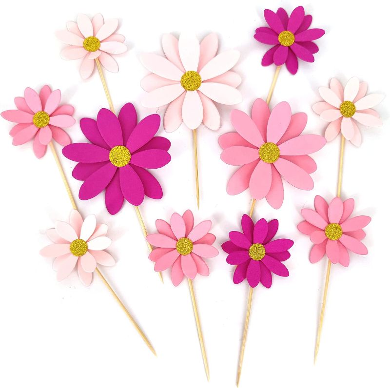 Photo 1 of  Blush Pink Daisy Party Picks Cupcake Toppers Toothpicks Food Picks Girls Baby Shower Birthday Party