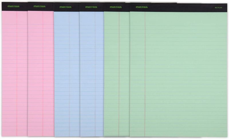 Photo 1 of Mintra Office Recycled Writing Pads 6pk (Pastel, Wide Ruled 