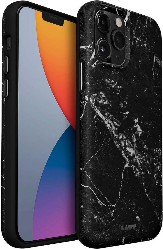 Photo 1 of LAUT - HUEX Elements case Compatible with iPhone 12 Pro Max | Natural Marble Pattern | 13ft./4m Impact Protection | Tactile Buttons • Marble Black
 