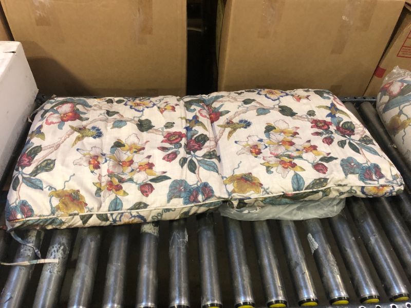 Photo 2 of  Outdoor Dining Chair Cushion, Comfort Patio Seating Cushion, 44 x21x4.5 inch, Single Welt and Zipper, Khaki Floral Essence