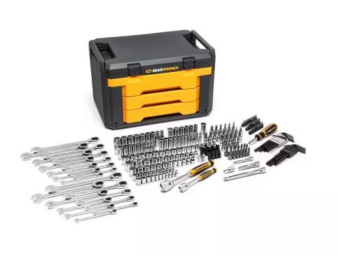 Photo 1 of 1/4 in. and 3/8 in. Drive 90-Tooth Standard and Deep SAE/Metric Mechanics Tool Set in 3-Drawer Storage Box (232-Piece)
