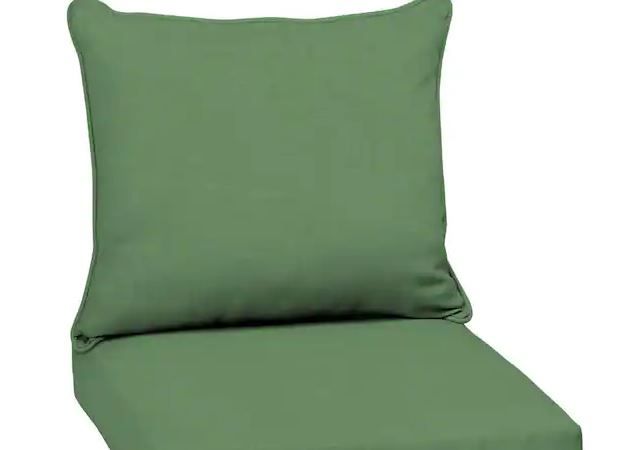 Photo 1 of 22 in. x 24 in. 2-Piece Deep Seating Outdoor Lounge Chair Cushion in Moss Green Leala
